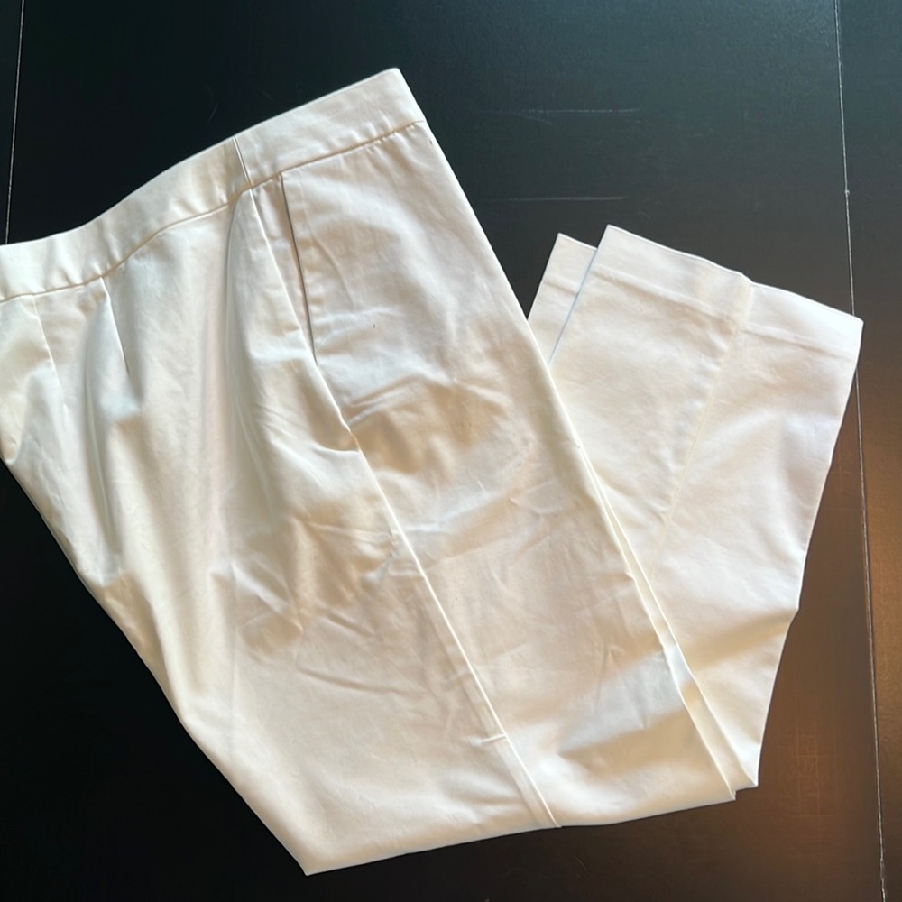 Boden white stretch cotton ankle length pant w/pockets-EUC-1 tiny stain